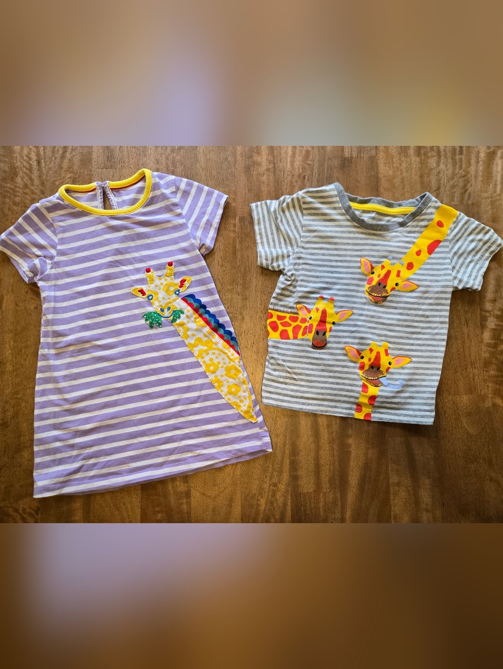 Striped Giraffe Applique Dress/Tops - Yellow & Purple
